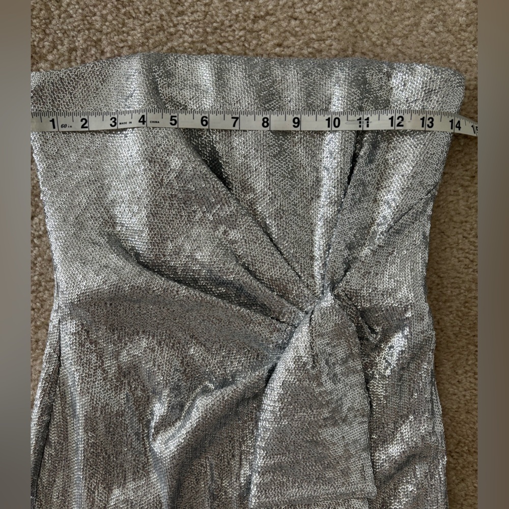 Rachel Zoe Shimmering Silver Strapless Dress - Picture 10 of 13
